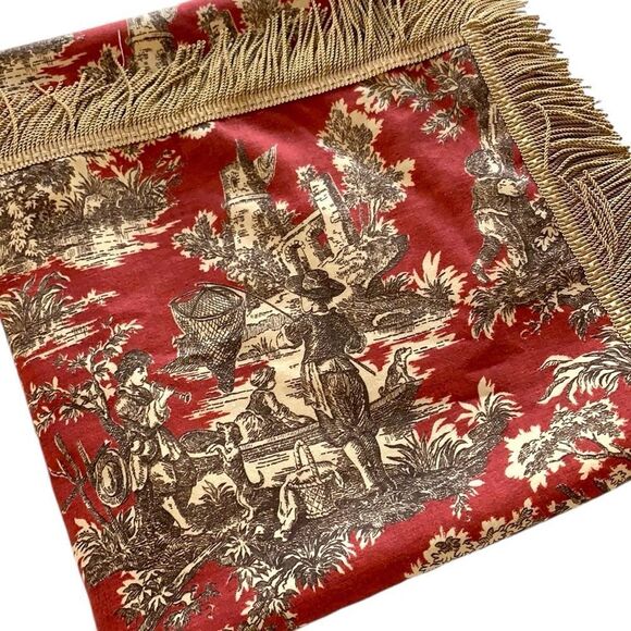 Waverly French Country Toile Fringe Tablecloth - Picture 1 of 7